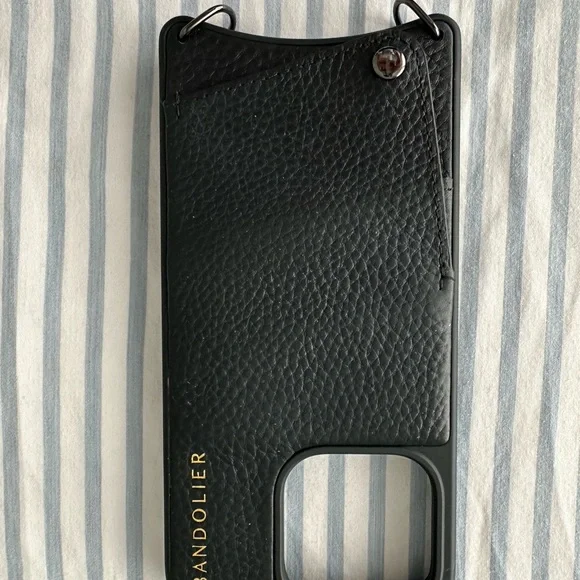 Bandolier Crossbody Phone Case Black Leather for iPhone 14 Pro - Picture 3 of 8